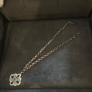 White House Black Market Silver Filigree Pendant Necklace